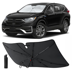 EcoNour front sunshade fitted on CRV windshield showing full coverage and protection