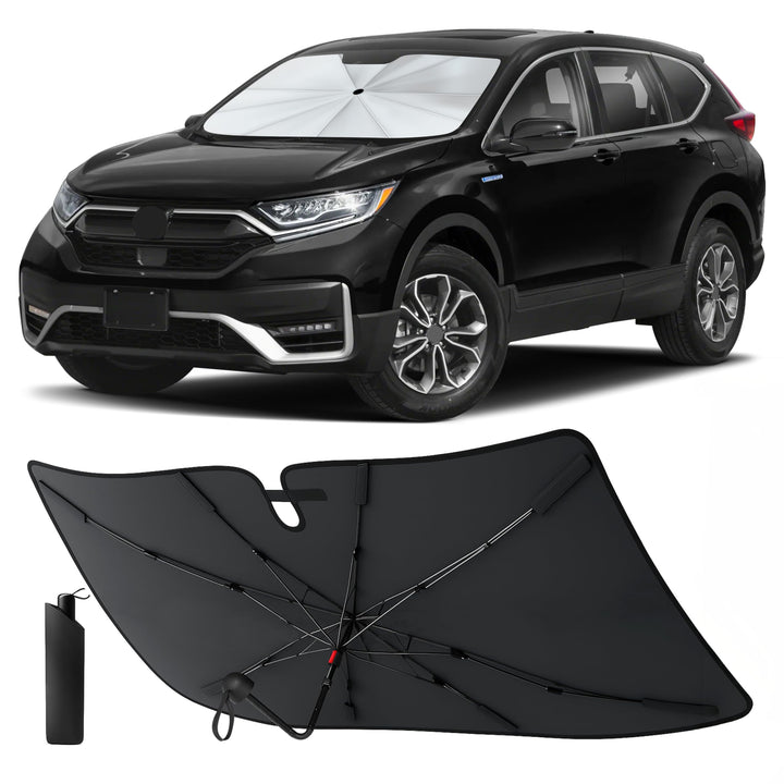 EcoNour front sunshade fitted on CRV windshield showing full coverage and protection