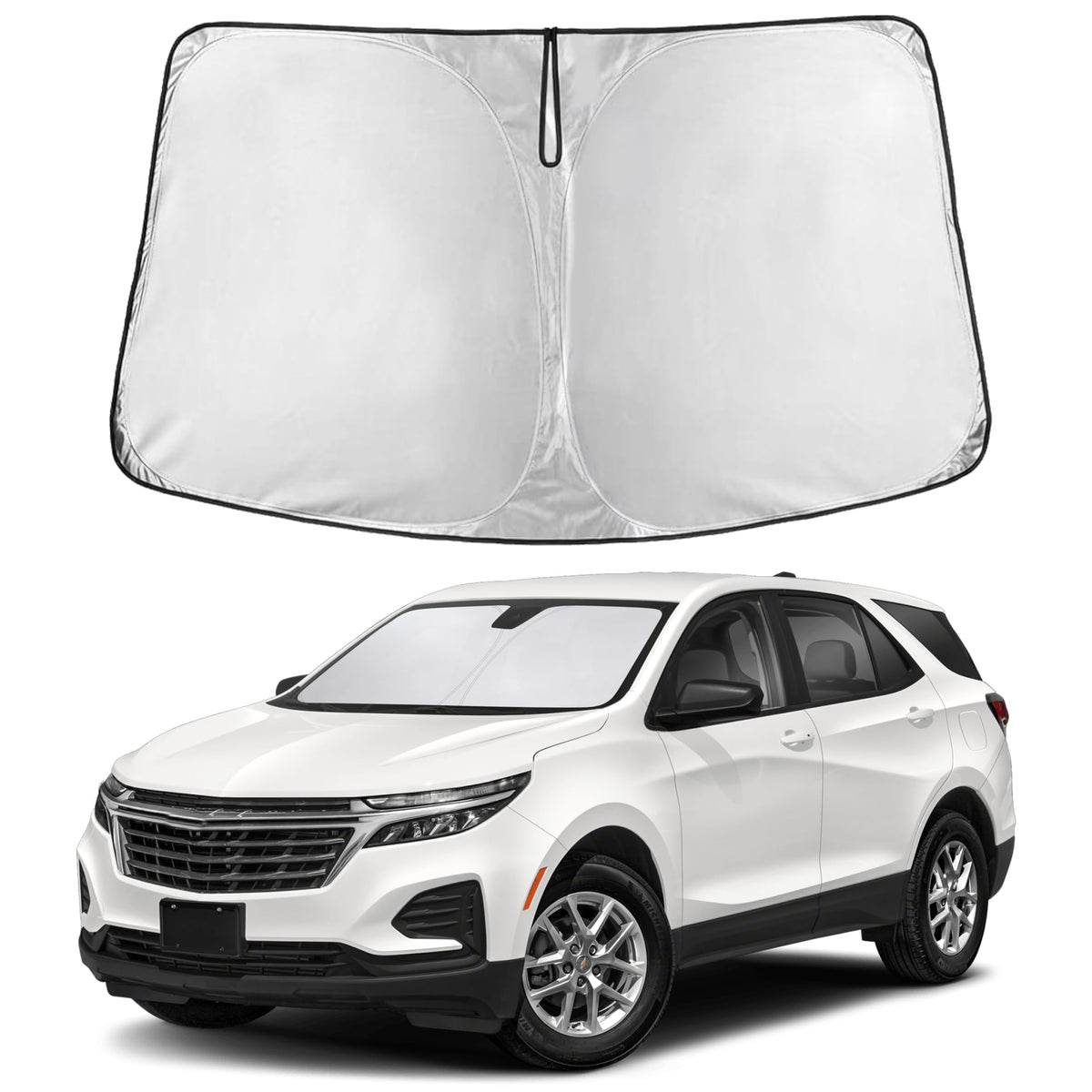 EcoNour front view showing full windshield coverage and neat fit benefit