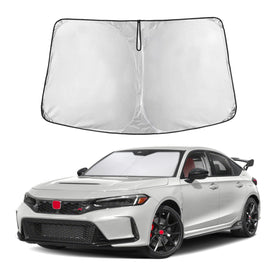 EcoNour front view of sunshade showing precise Civic fit and full coverage benefit