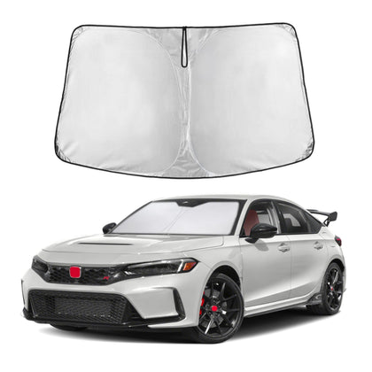EcoNour front view of sunshade showing precise Civic fit and full coverage benefit