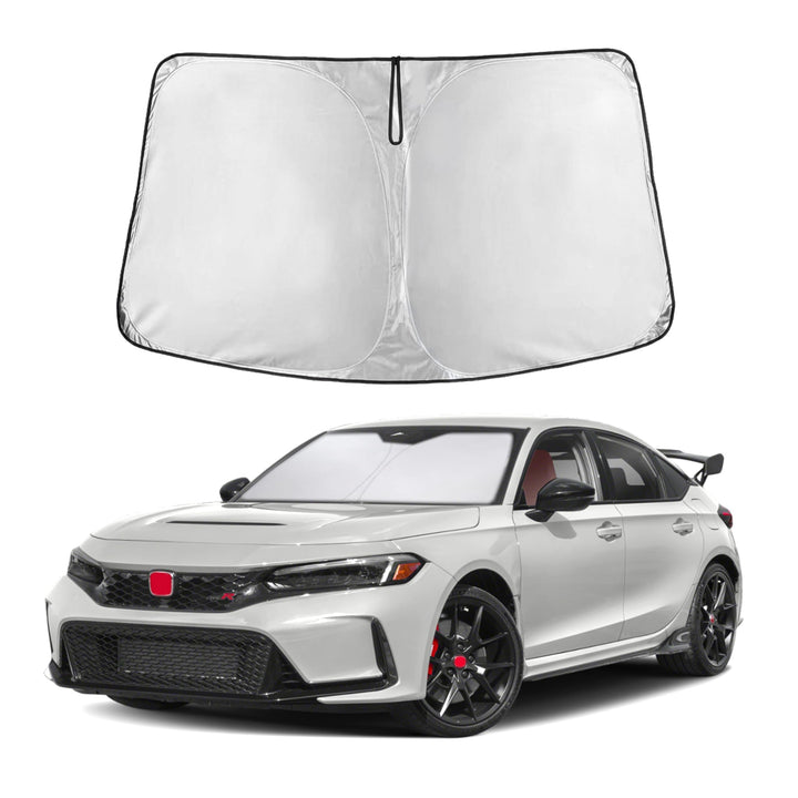 EcoNour front view of sunshade showing precise Civic fit and full coverage benefit