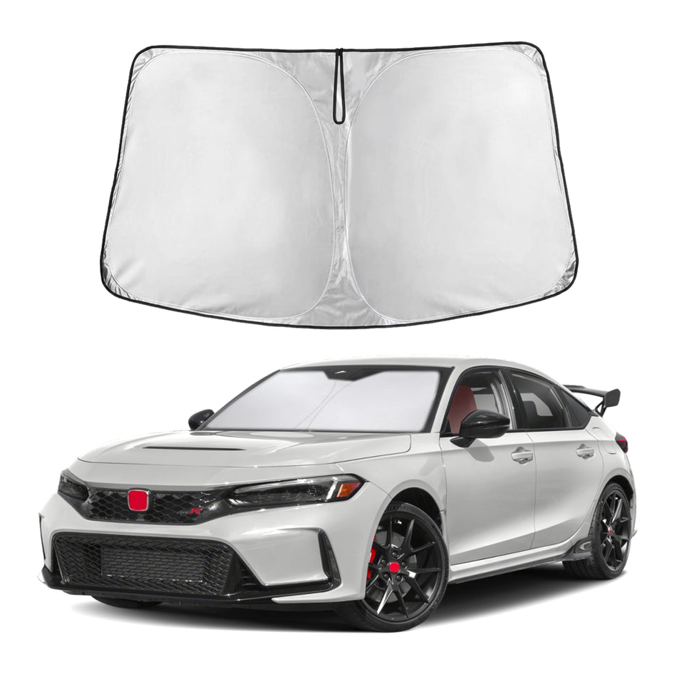 EcoNour front view of sunshade showing precise Civic fit and full coverage benefit