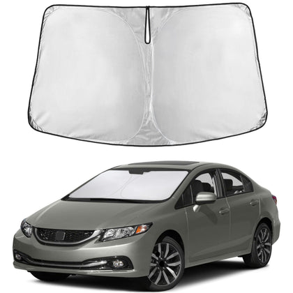 EcoNour front view showing sunshade fit for Honda Civic and full windshield coverage