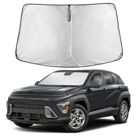 EcoNour front view of sunshade on Kona showing full windshield coverage and protection