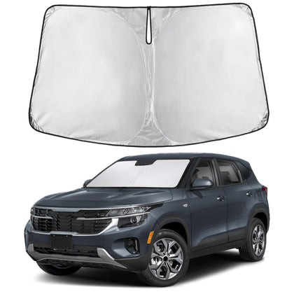 EcoNour front packaging for Kia Seltos sunshade shows fit and benefits