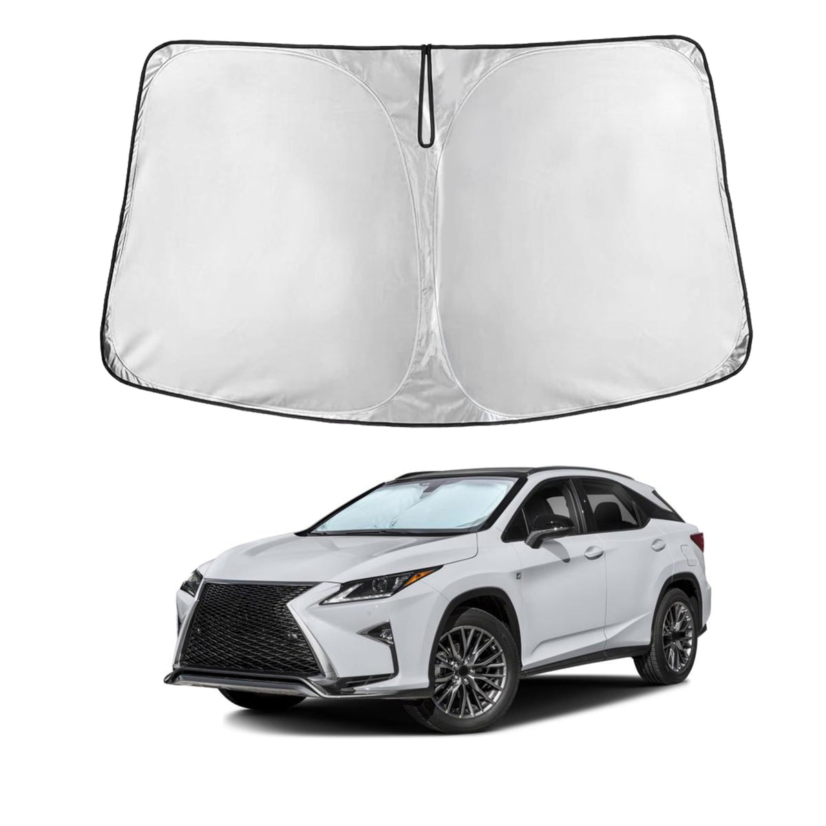EcoNour front view showing precise Lexus RX windshield fit and full coverage benefit