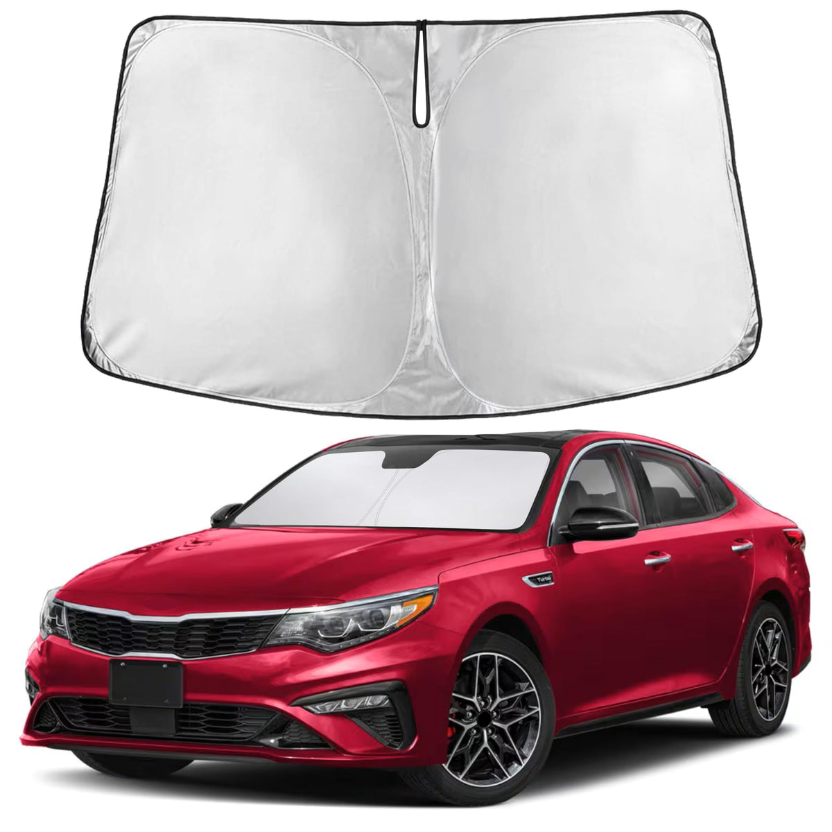 EcoNour front view showing Optima-fit sunshade protecting windshield effectively