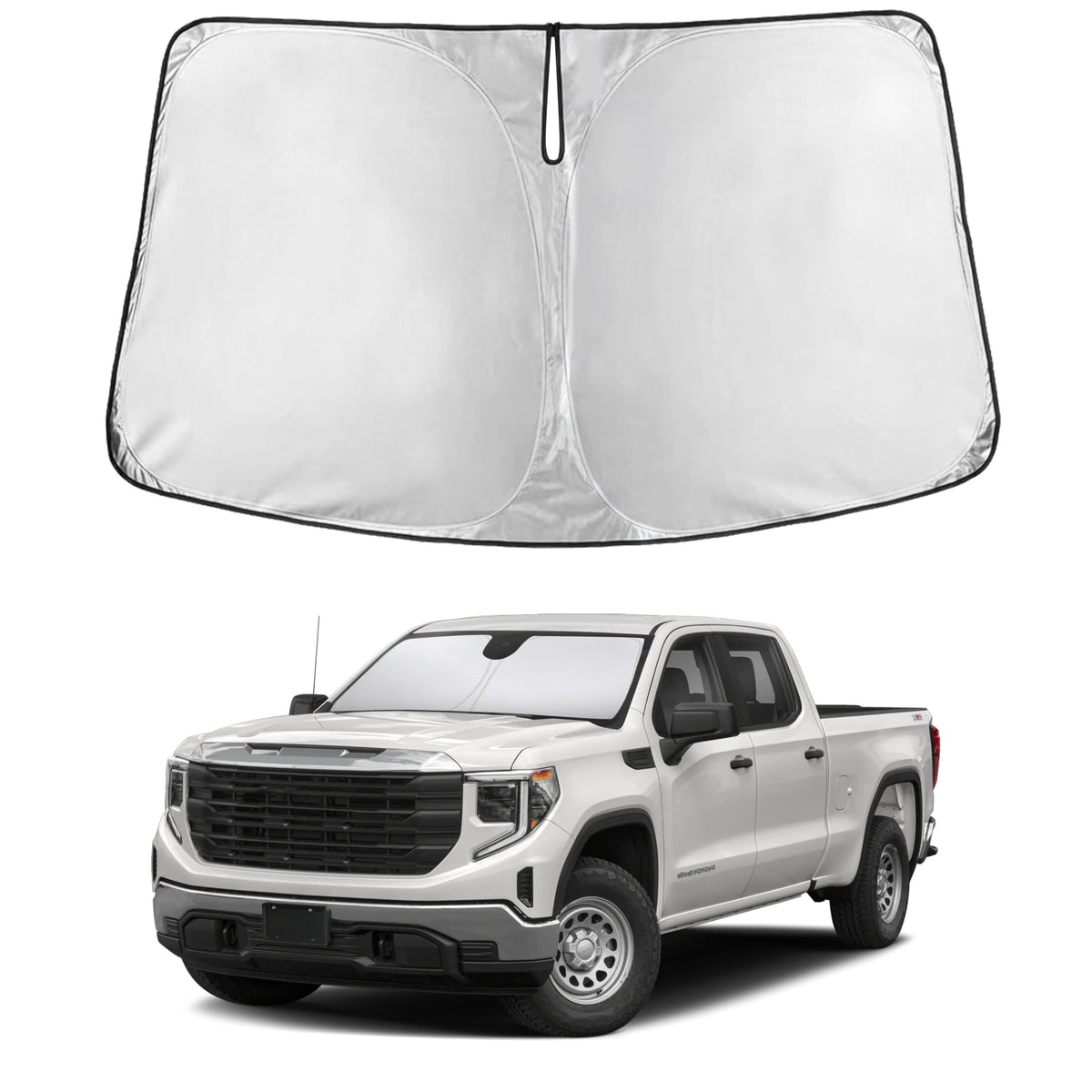 EcoNour front view on windshield showing full-coverage fit and protection
