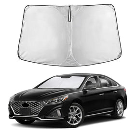 EcoNour front view of Sonata windshield sunshade showing full coverage and fit