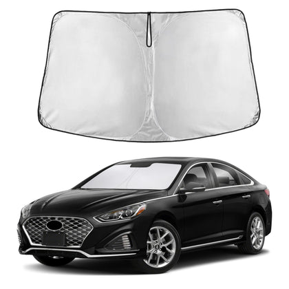 EcoNour front view of Sonata windshield sunshade showing full coverage and fit