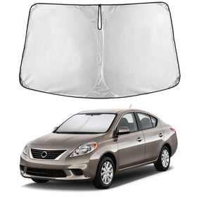 EcoNour front packaging for Nissan Versa sunshade showing fit and brand benefit