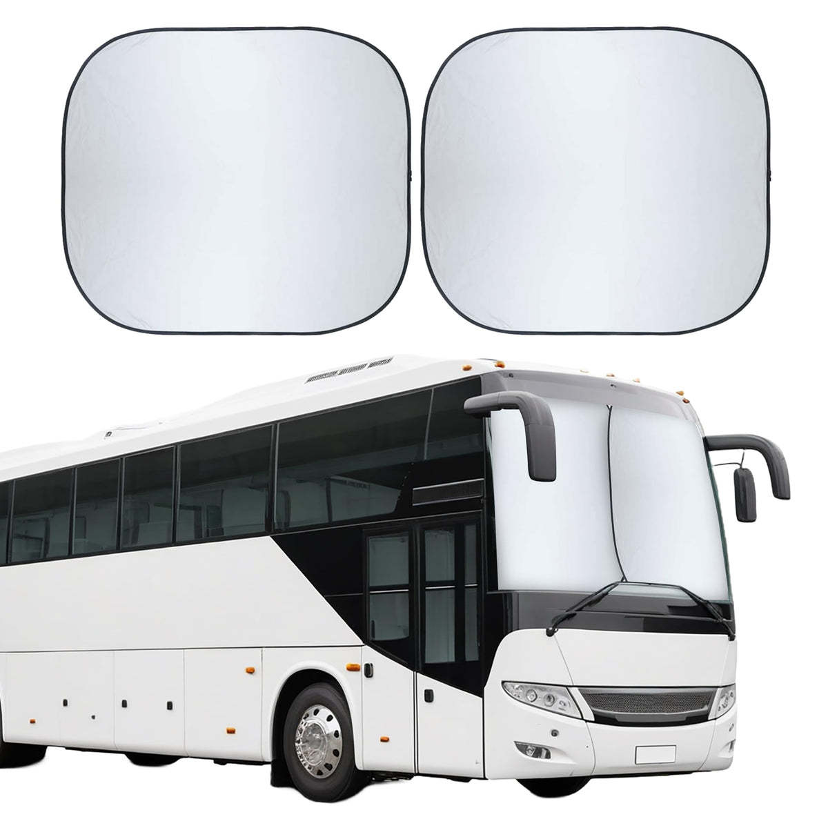 EcoNour front view of sun shade in windshield showing full coverage and protection