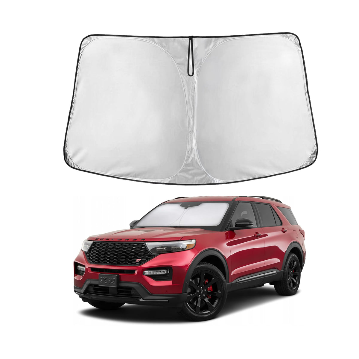 EcoNour front view of shade showing full windshield coverage and protection