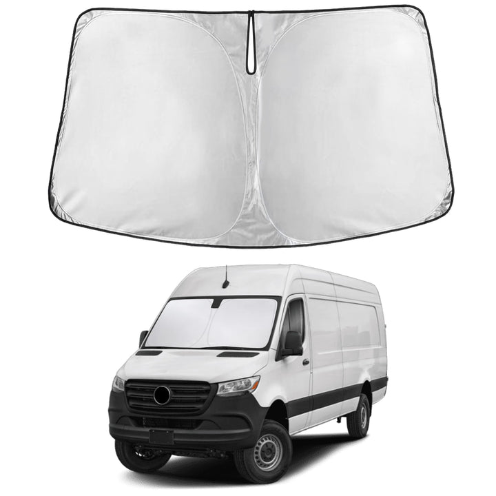 EcoNour front view of windshield sun shade showing full coverage benefit