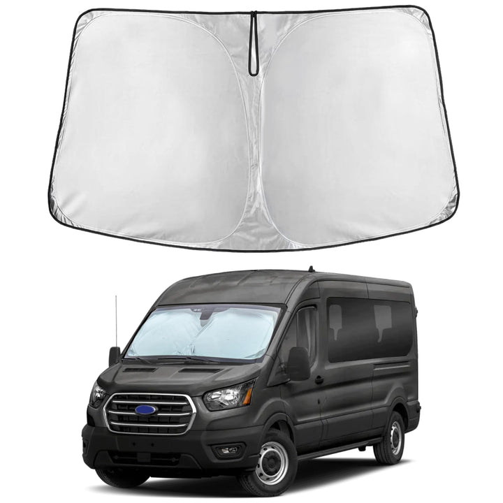 EcoNour front view of sunshade showing full windshield protection benefit