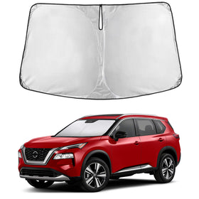 EcoNour front view of sunshade showing full windshield coverage and heat reduction