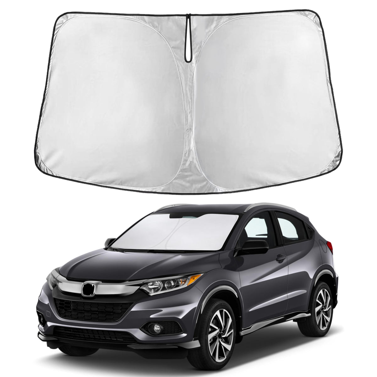 EcoNour front view installed on Honda HRV windshield showing full coverage and protection