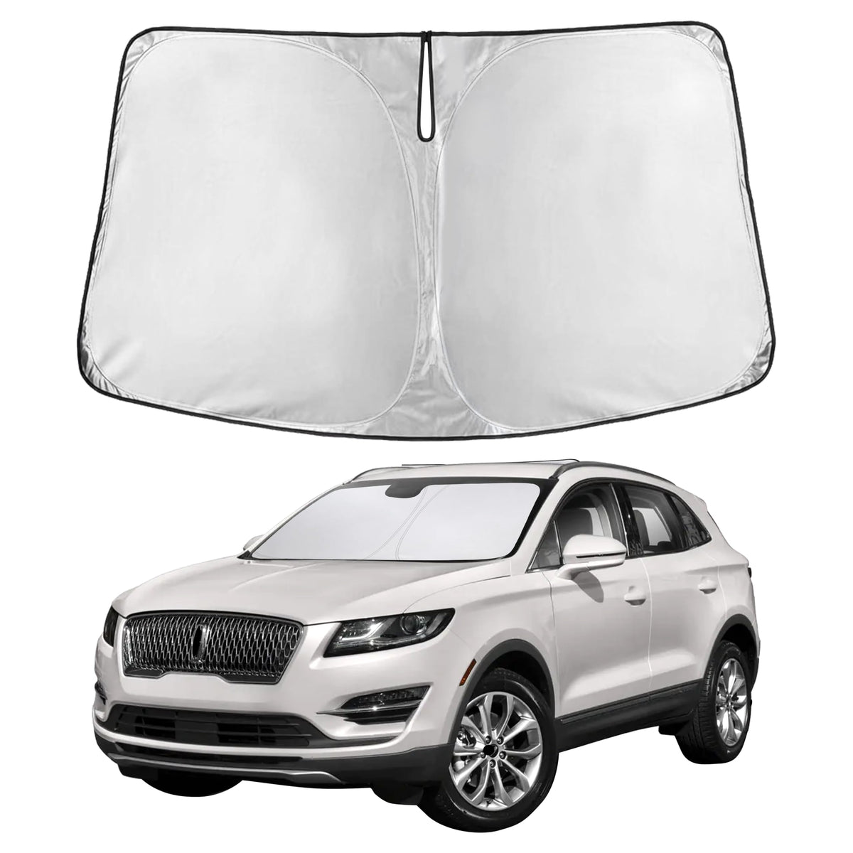 EcoNour front view fitted to Lincoln MKC windshield showing full coverage benefit