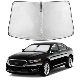 EcoNour front view of sunshade showing full windshield coverage and protection