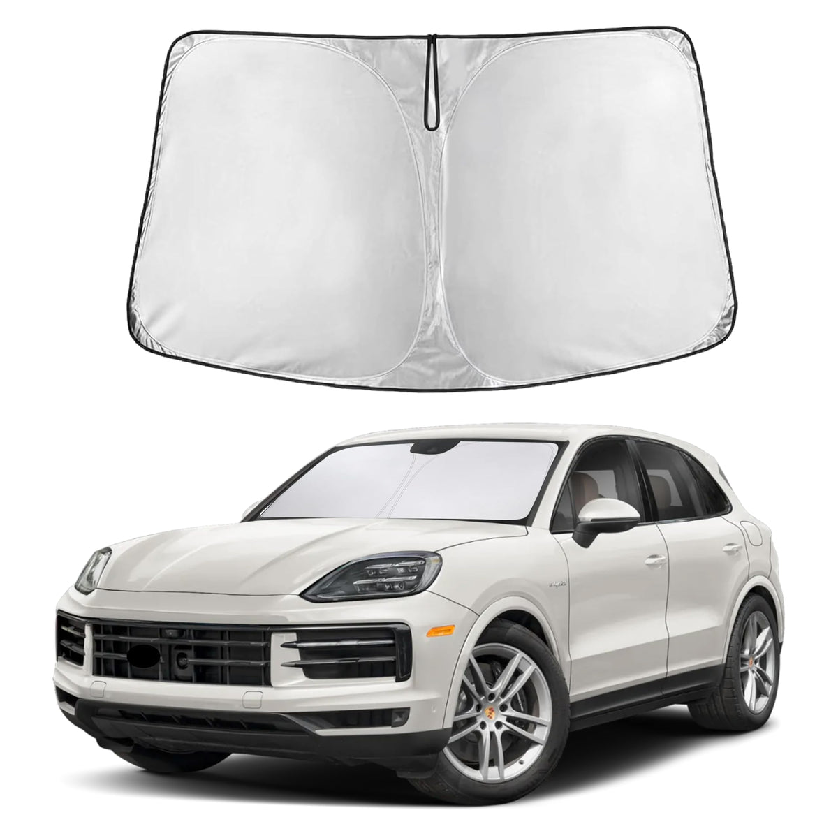 EcoNour front view on Porsche Cayenne windshield showing full coverage and protection