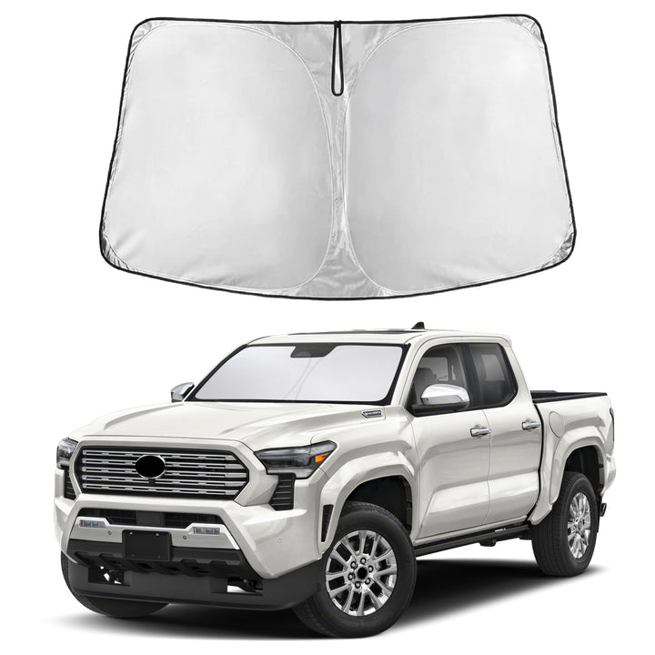 EcoNour front view installed on Tacoma windshield for maximum coverage and cooling