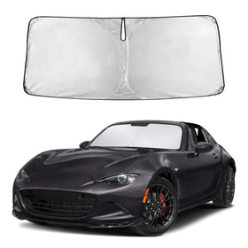EcoNour front view sunshade covering Mazda MX5 windshield for full protection