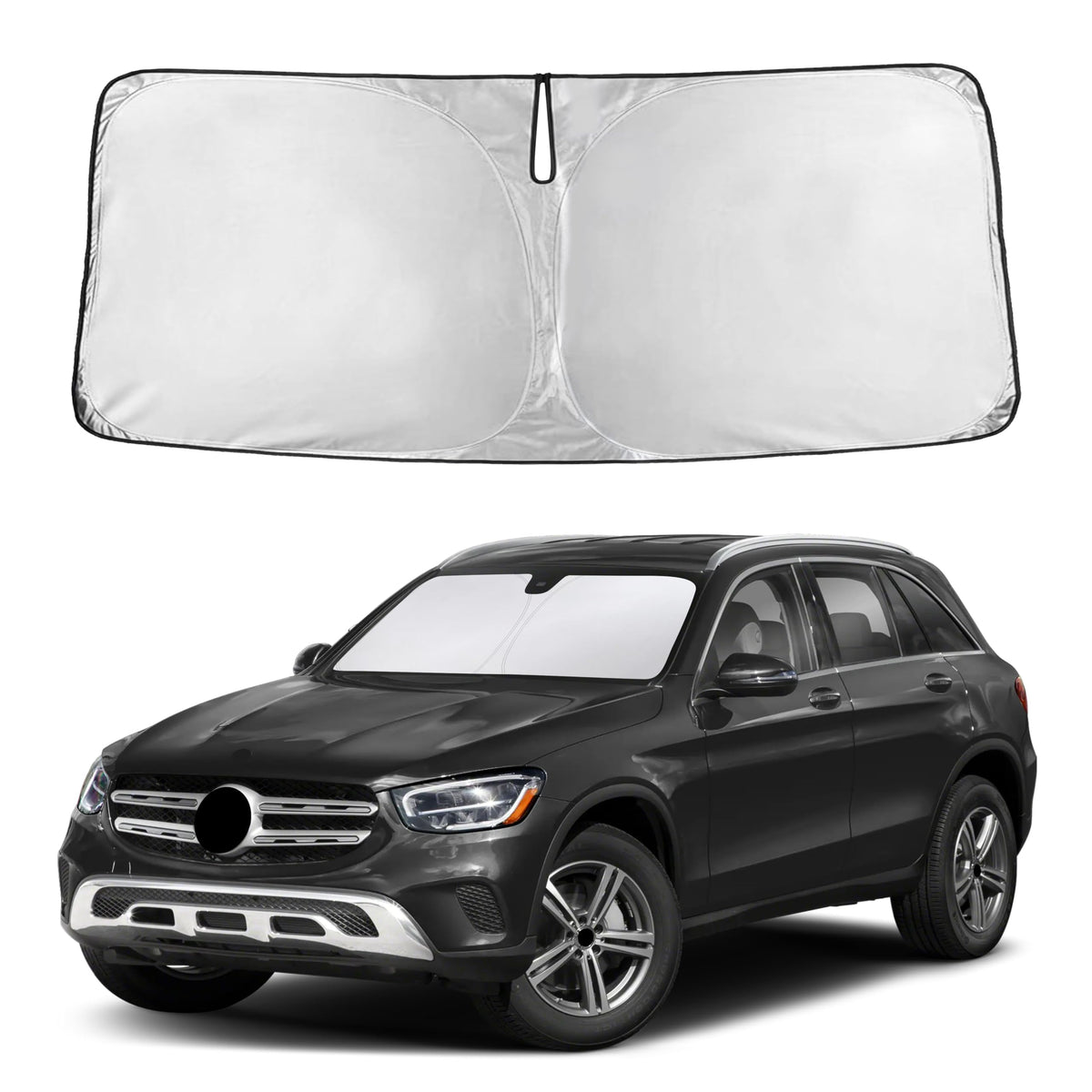 EcoNour front view fitted on GLC300 windshield reduces cabin heat