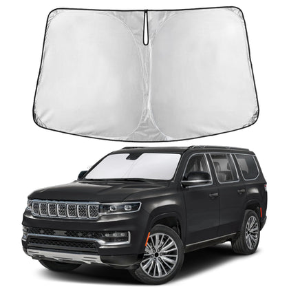 EcoNour sunshade front view showing full windshield coverage and protection