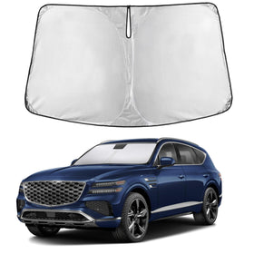 EcoNour front view of sunshade packaged neatly, protects windshield quickly