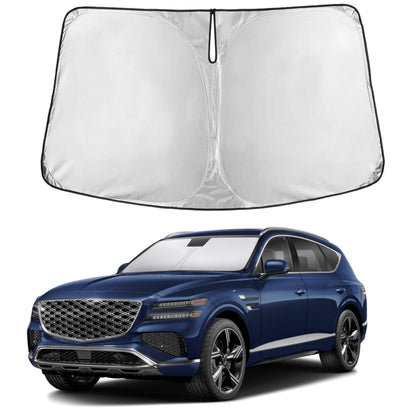 EcoNour front view of sunshade packaged neatly, protects windshield quickly