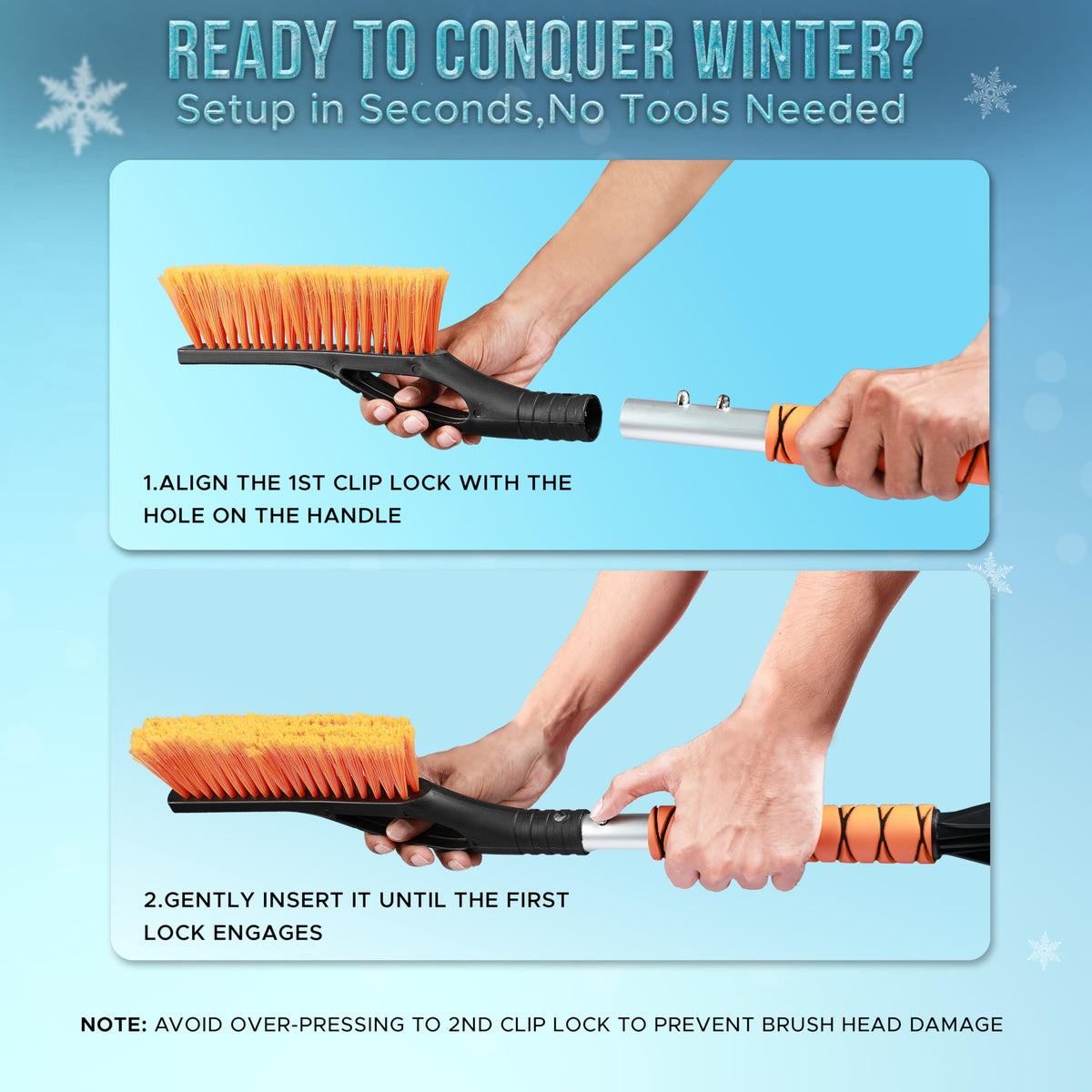 EcoNour tool in use clearing a car windshield saving time in winter