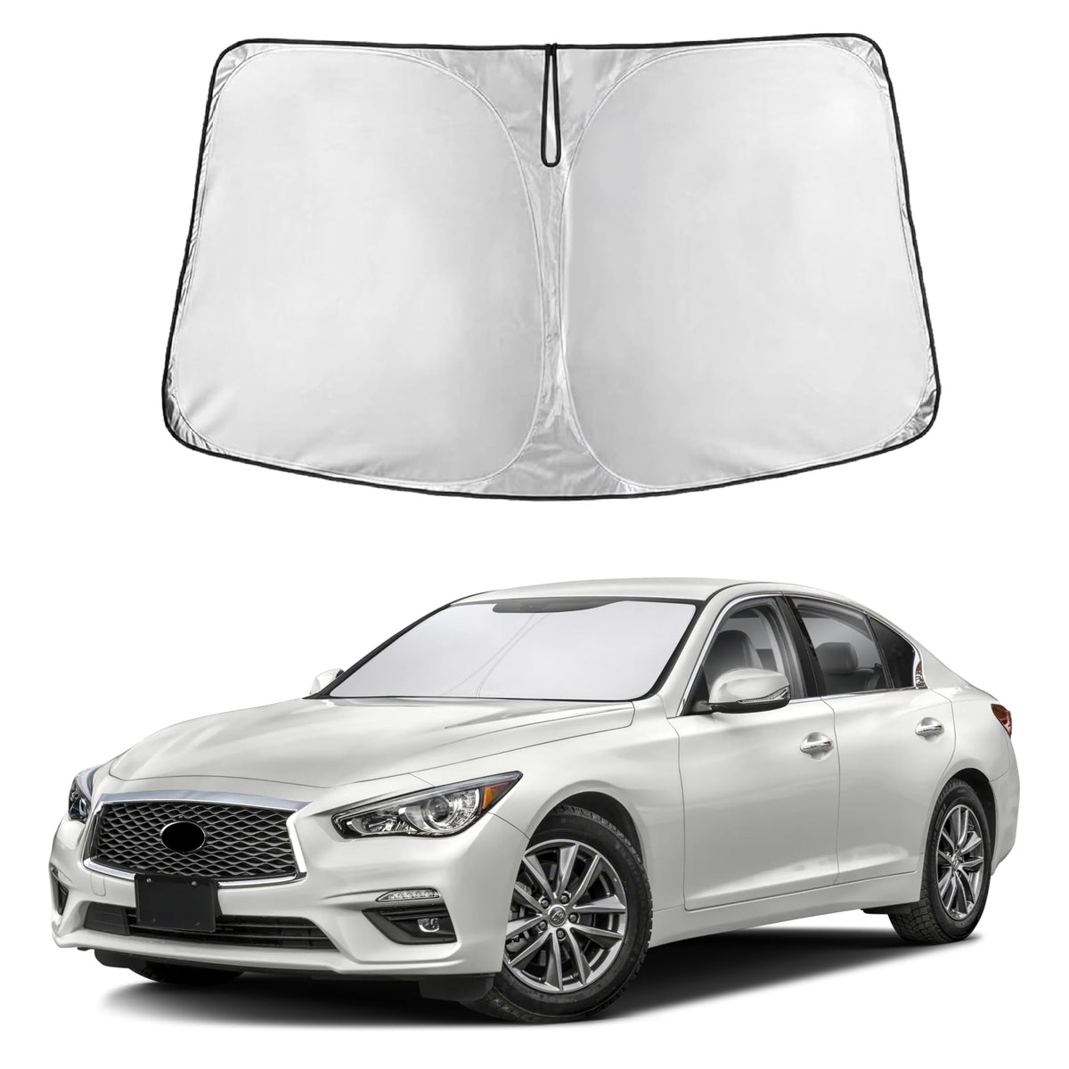 EcoNour front view on Infiniti Q50 windshield showing full coverage and protection