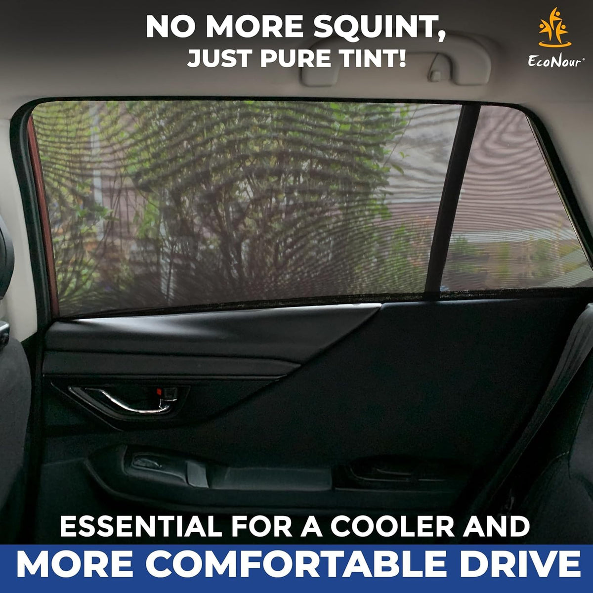 EcoNour being stretched onto a Ford Explorer window for effortless install