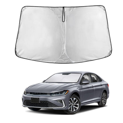 EcoNour front view showing full Jetta windshield coverage and fast installation benefit