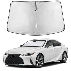 EcoNour sunshade front packaging showing Lexus IS fit and full coverage benefit