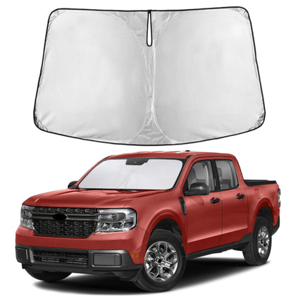 EcoNour front view of sunshade fitted to Ford Maverick showing full coverage benefit