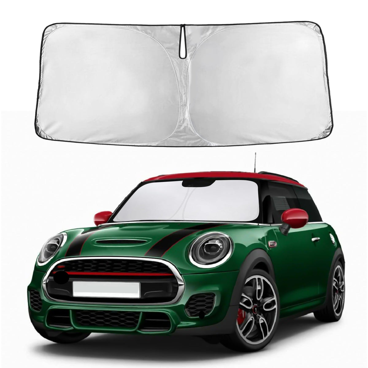 EcoNour sunshade front view showing full windshield coverage and protection