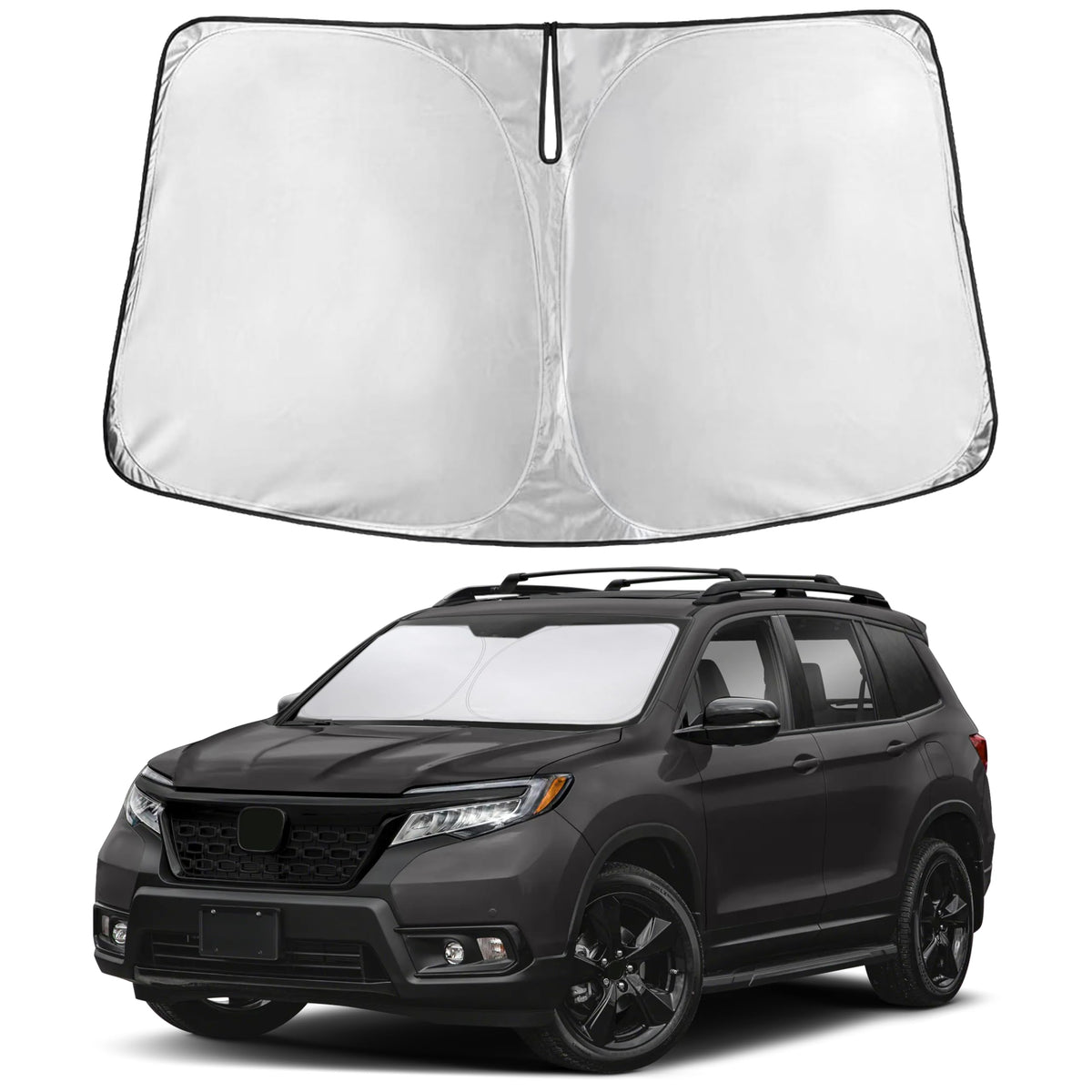 EcoNour front packaging showing sunshade for Honda Passport and fit benefit