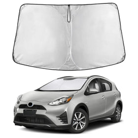 EcoNour front view showing full windshield coverage and exact Prius C fit