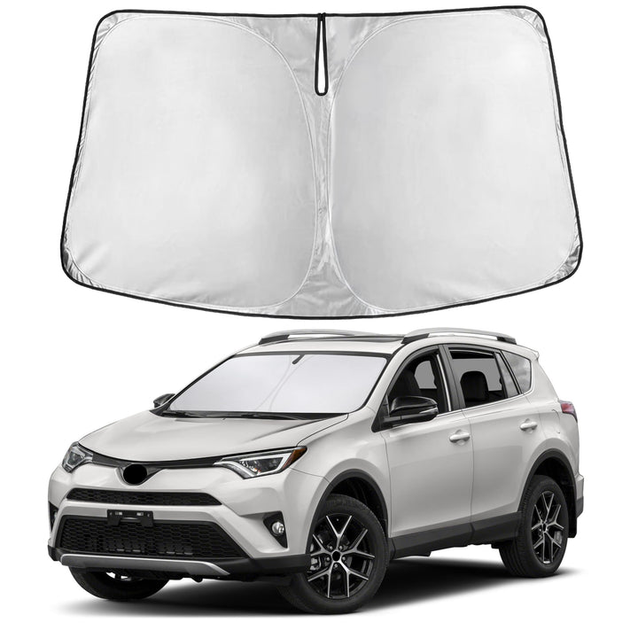 EcoNour front fit on RAV4 windshield showing full coverage and cool interior benefit