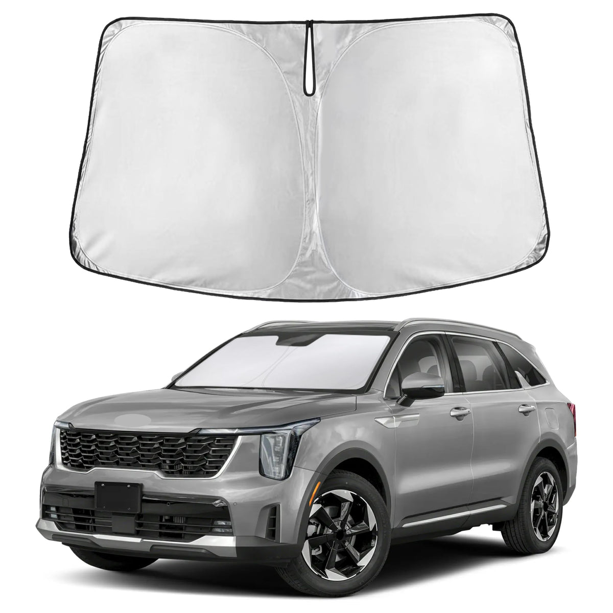 EcoNour front view showing full windshield coverage and perfect Kia Sorento fit