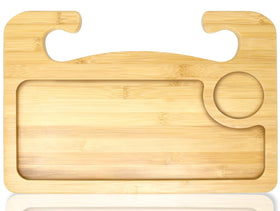 EcoNour front view showing tray attached to steering wheel for quick workspace