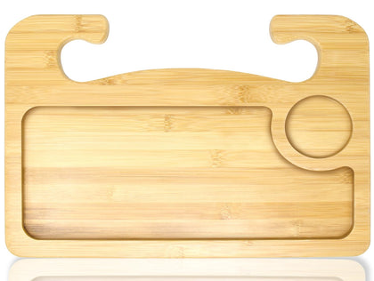 EcoNour front view showing tray attached to steering wheel for quick workspace