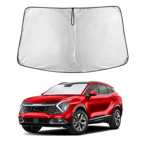 EcoNour front view of sunshade showing full windshield coverage and protection