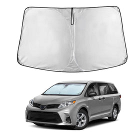 EcoNour front view installed on Toyota Sienna windshield showing full coverage benefit