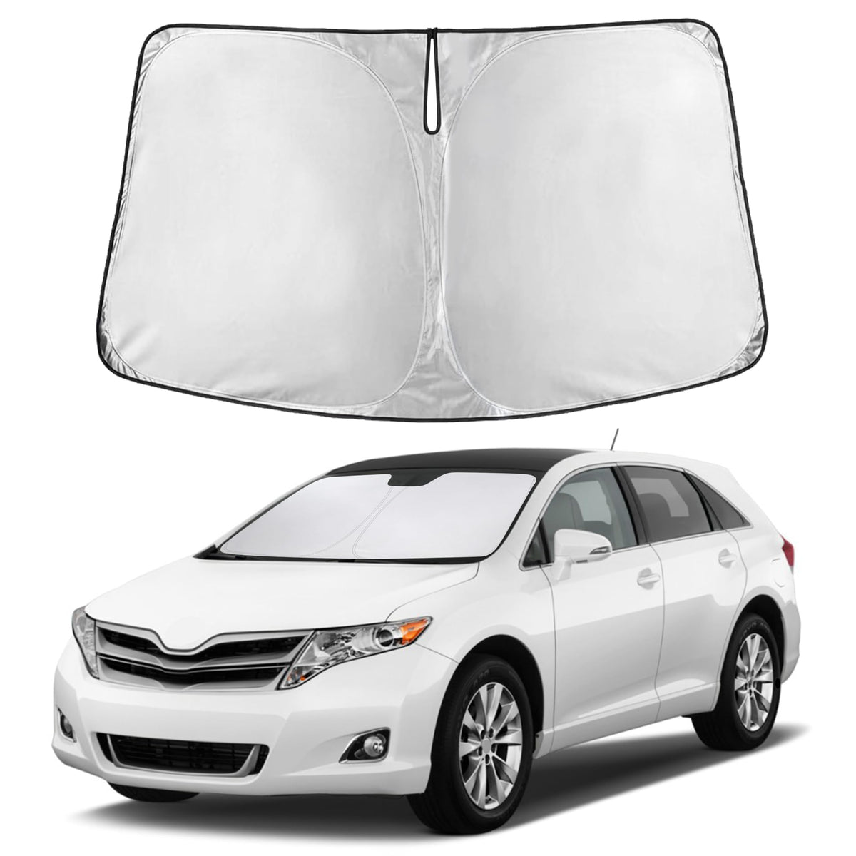 EcoNour front profile on Toyota Venza windshield showing full coverage and fit