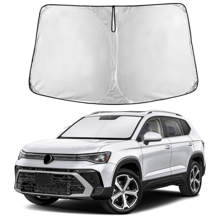 EcoNour front view covering VW Taos windshield showing full-fit protection