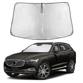 EcoNour front view of sunshade showing custom Volvo XC60 fit and full windshield coverage