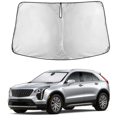 EcoNour sunshade front view showing precise XT4 fit and full windshield coverage benefit
